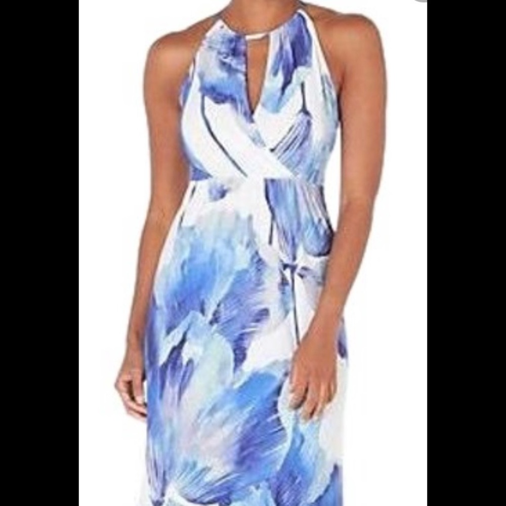 London Times palm maxi dress